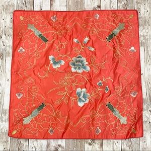 Vintage Golden Cloud Red Silk Blend Butterflies/Flowers Embroidered Pillow Cases